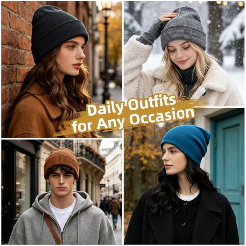 Image of ZOORON Beanie for Men Women Slouchy Winter Beanie Hats Cuffed Skull Caps