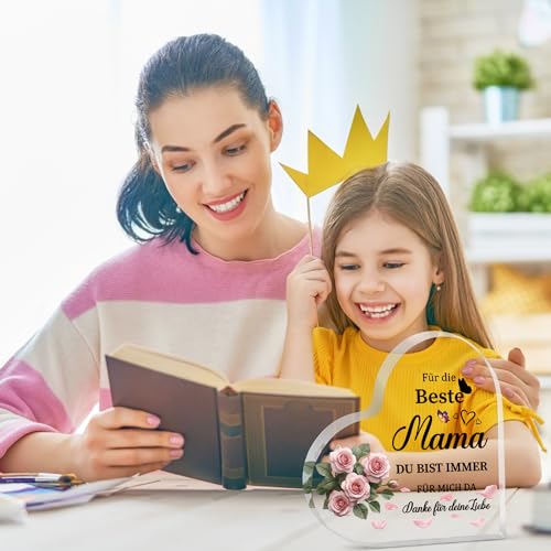 XIANNVXI Muttertagsgeschenk Mama Geschenk, Geburtstagsgeschenk für Mama Geschenke, Muttertag Geschenk für Mütter von Tochter Sohn, Beste Mutter Geschenke, Herzförmige Heimat Dekoration aus Acryl