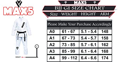 Max5 Full Blank Brazilian Jiu Jitsu Gi MMA Martial Arts Uniform BJJ Gi Grappling Kimono (Grey/White, A1) - Thumbnail 4