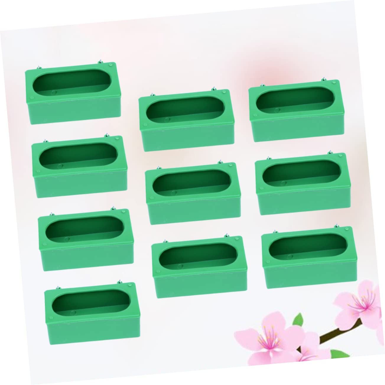 Mangeoire à Pigeons Plastique Vert Anti-éclaboussures, Lot de 10 | Facile à Remplir Nettoyer, Usage Maison ou Boutique, pour Calopsitte et Oiseau de Compagnie