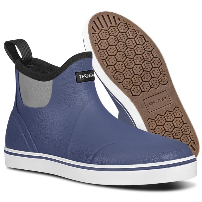 Men's Deck Boots, Fishing Boots, Ankle Boots, Men's Waterproof Rain Boots, Wellington Boots for Sailing, Gardening, Camping, All Seasons