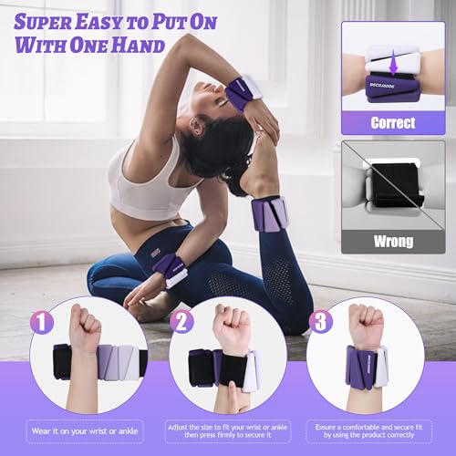 Image of BECOJADDE Ankle Weights for Women Wrist Weights Set of 2 (1 lb /2 lb Each) Adjustable Arm Leg Weight for Womens Men Suitable for Walking Swimming Running Pilates Yoga Gym