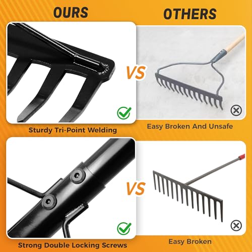 5.4FT Heavy Duty Garden Lawn Rake