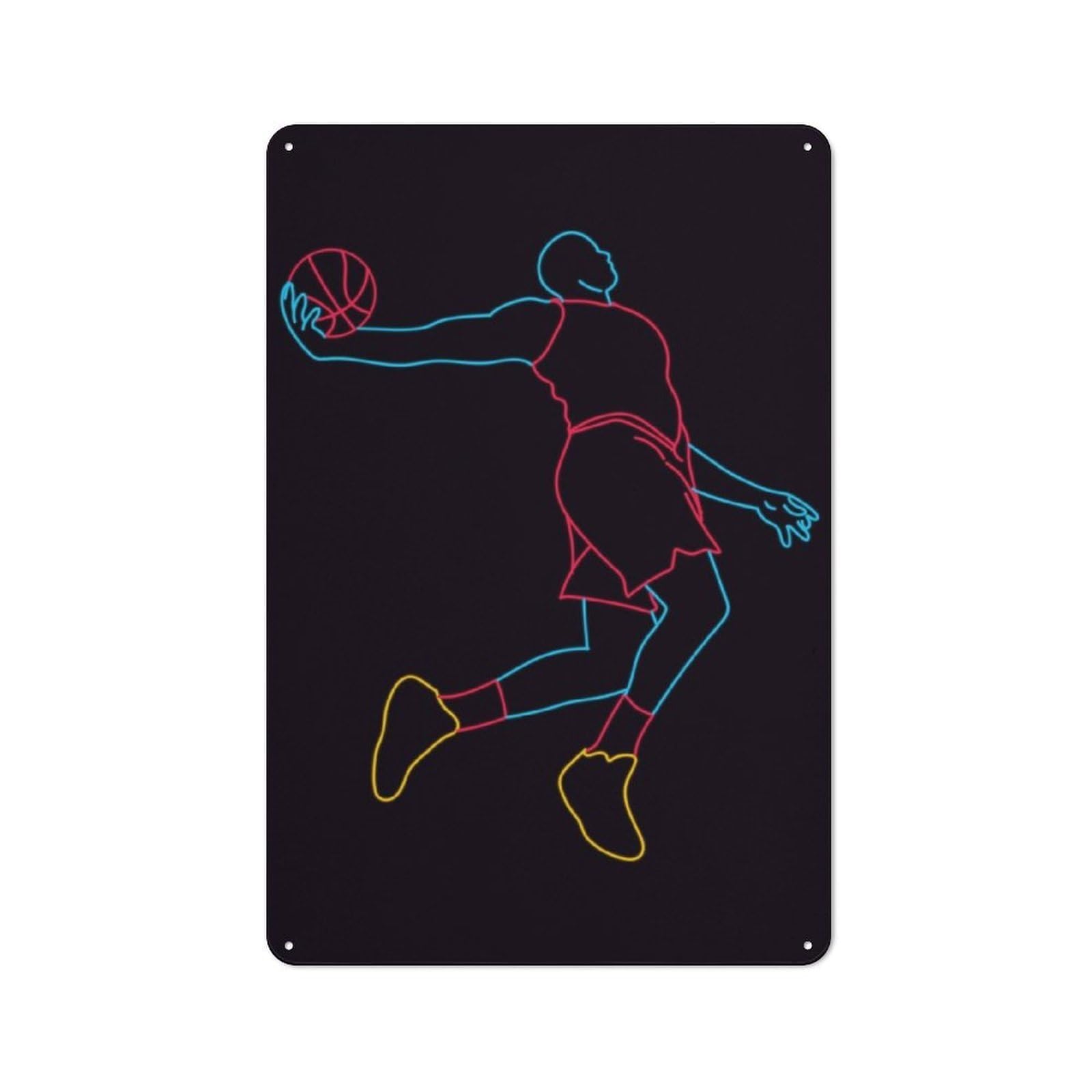 Basketball Neon Art Metal Tin Sign for Pet Owners, Birthday, Christmas Or Housewarming Gift, 30x20cm