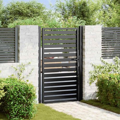 Homgoday Gartentor Abschlie?bar Schwarz 100x150 cm Aluminium Gartentor Gartenm?Bel Model42004148