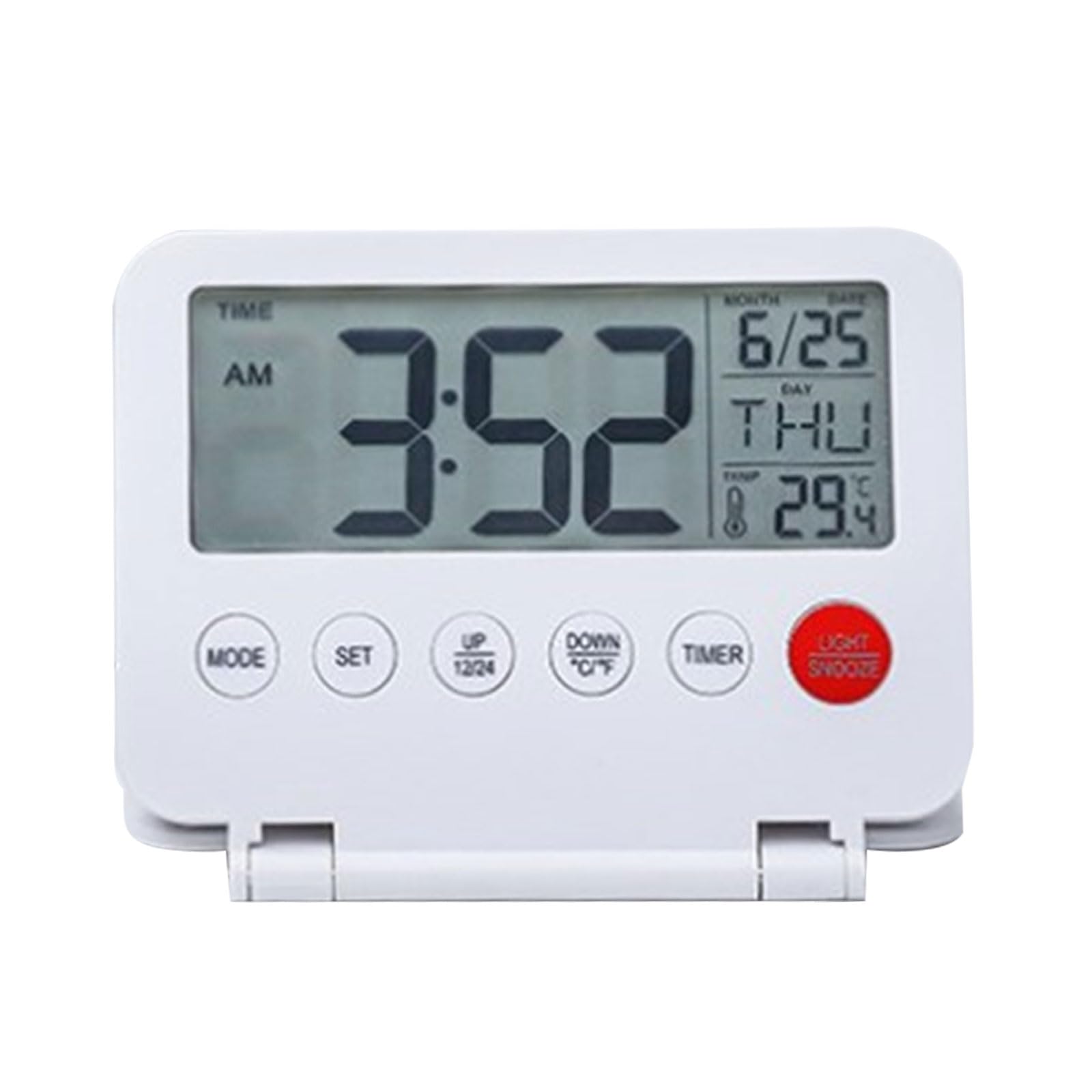 Digital Travel Alarm Clock LCD Display with Date Temperature Snooze and Backlight Battery Operated Desk Clock Temperature