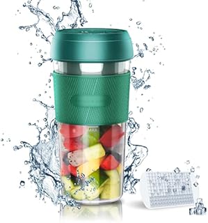 Portable Blender with Ice Cube Trays, 9 oz Mini Personal Blender for Juice, Shakes and Smoothies, Auto on/off Small Blender Cup USB Rechargeable, Perfect for Home, Travel, Office, Outdoor
