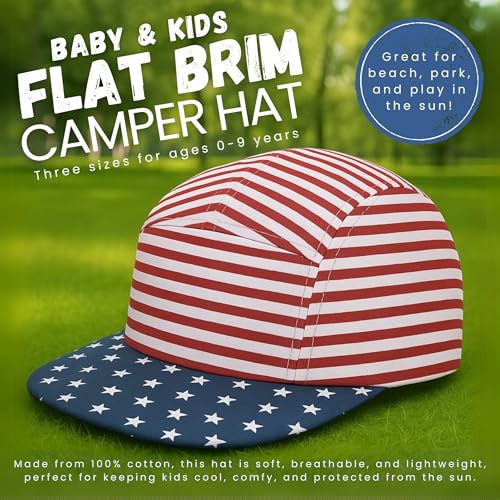 Funky Junque 5 Panel Hat for Kids - 100% Cotton Toddler Baseball Cap, Boys American Flag Ball Cap, Infant Baby Sun Hat3