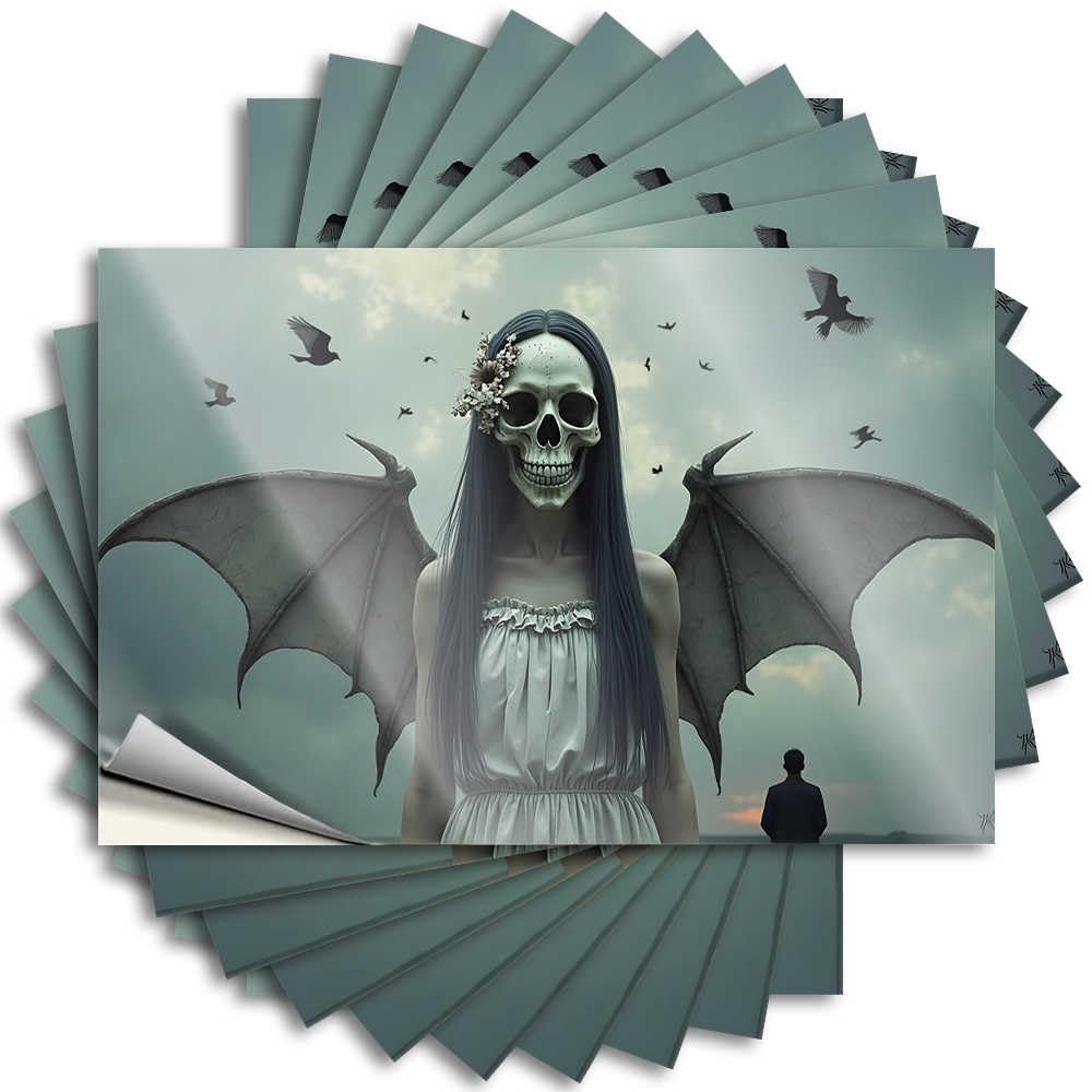 Mimosa Bar Decor Billiards Sticker - Happy Halloween Spooky Halloween Skulls Wall Waterproof Vinyl Sticker(8X12CM)