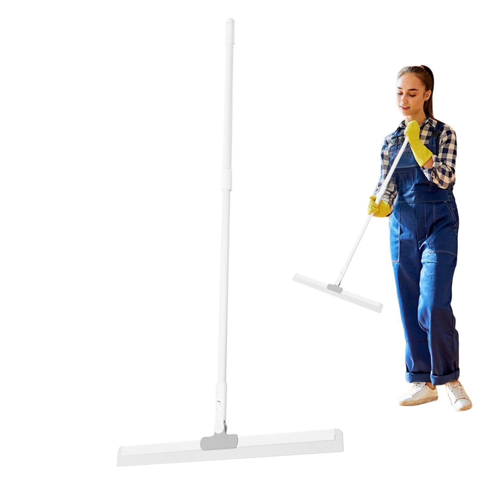 Escoba de silicona – Limpiador de suelo telescópico, rascador de agua para | múltiples superficies, cabezal ajustable de 180 ° para baño, ducha, ventana de , fregona con hoja de goma, barredora
