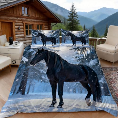 Housse de couette cheval de qualité supérieure en microfibre douce 240 x 260 cm