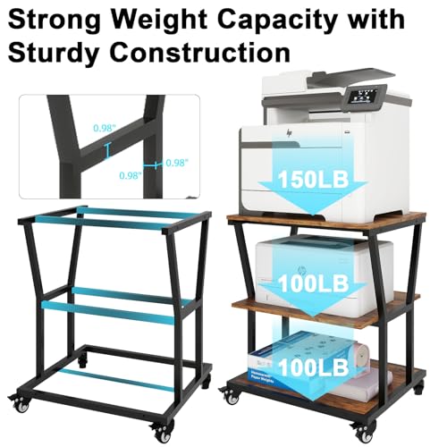 Image of Natwind 3 Tier Printer Stand, 24''x24'',for Large Heavy Printers, Retro