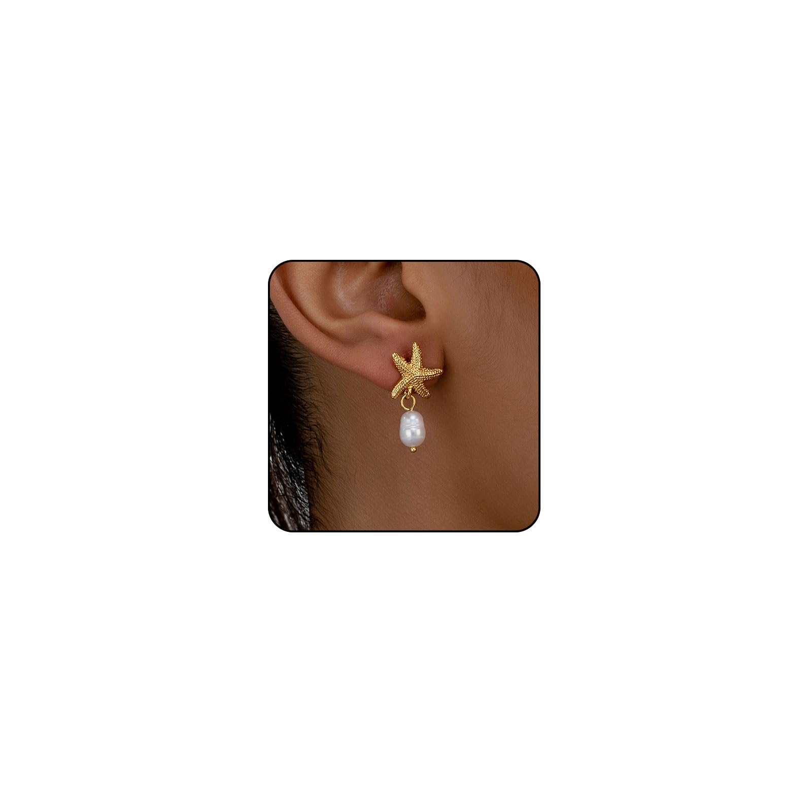 Starfish Earrings Gold Seashell Earrings Fish Conch Shell Earring Beach Earring for Women Summer Vacation Beach Jewelry