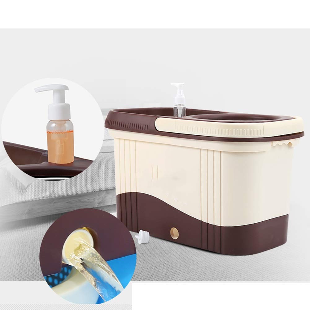 Axdwfd Wischmop Drehen Doppelter Antrieb Handdruck Automatische Trocknung Mop Eimer, 4 Wischköpfe Metallkorb