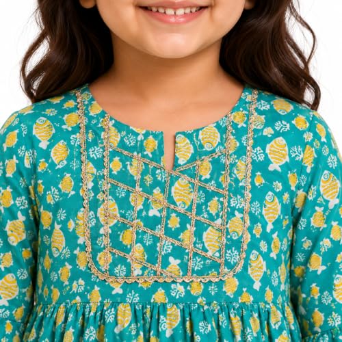 Image of LITTLE GINNIE Girls Kurta Sharara Set | Traditional Ethnic Wear for Kids