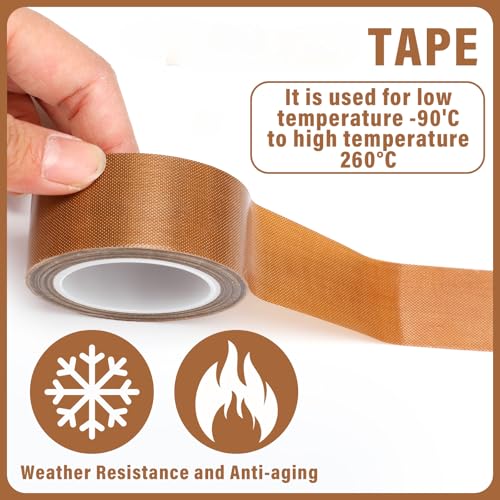 Image of Pangda 4 Rolls Multi-Sized PTFE Glass Cloth Tapes Set 1 /2'', 3 /4'', 1'', 2'' x 33 ft x 0.18mm High Temperature PTFE Fiberglass Adhesive Tape for Vacuum Sealer Machine Electrical
