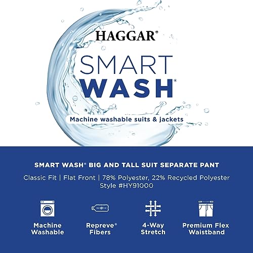 Haggar Men's Smart Wash Performance Suit Separate Pant-Regular and Big &amp; Tall Sizes, Midnight-BT, 48W x 29L - image 3