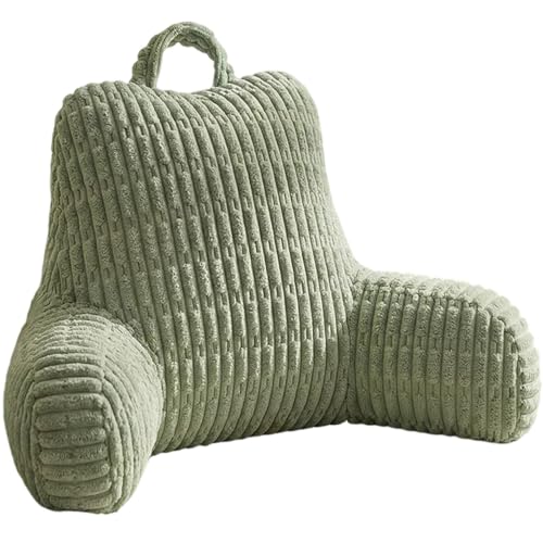 Odaima Almohada de Lectura para Adultos, Cojín de Lectura para Cama y Sofá, Ergonómico con Brazos, Suave y Agradable Cojín de Lectura con Soporte Lumbar(Verde)