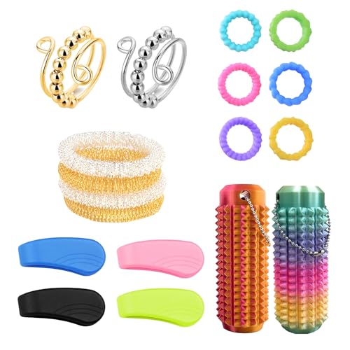 18 Stück Skills Borderline Akupressur Ring Akkupressurringe Igelball Klein Akupressur Armband Massageringe Für Finger für Stress Relief Oder Massage(4 Armbänder,4-Clips, 8 Skills Ringe,2 Stachelball) 18 Stück Skills Borderline Akupressur Ring Akkupressurringe Igelball Klein Akupressur Armband Massageringe Für Finger für Stress Relief Oder Massage(4 Armbänder,4-Clips, 8 Skills Ringe,2 Stachelball)