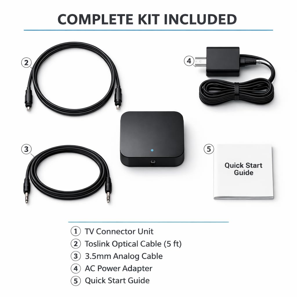 Phonak TV Connector - Official Wireless Bluetooth Streamer for Marvel, Paradise, Lumity, Life, Infinio Hearing Aids | TV Audio Adapter with Optical & Analog Cables | Direct Sound Streaming Device
