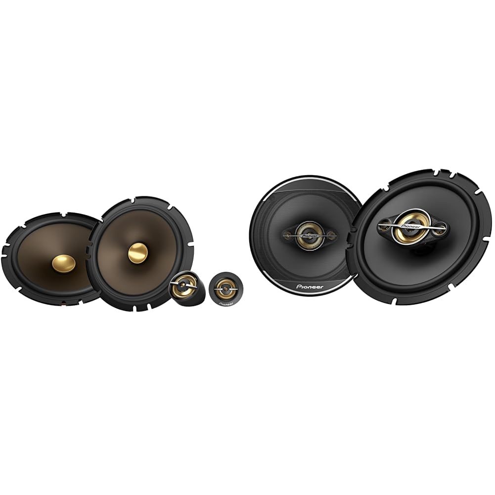 PIONEER Car Audio Speaker Bundle - Gold 6.5" 2-Way TS-A653CH Component Speakers and Black 6.5" 4-Way TS-A1681F Coaxial Speakers