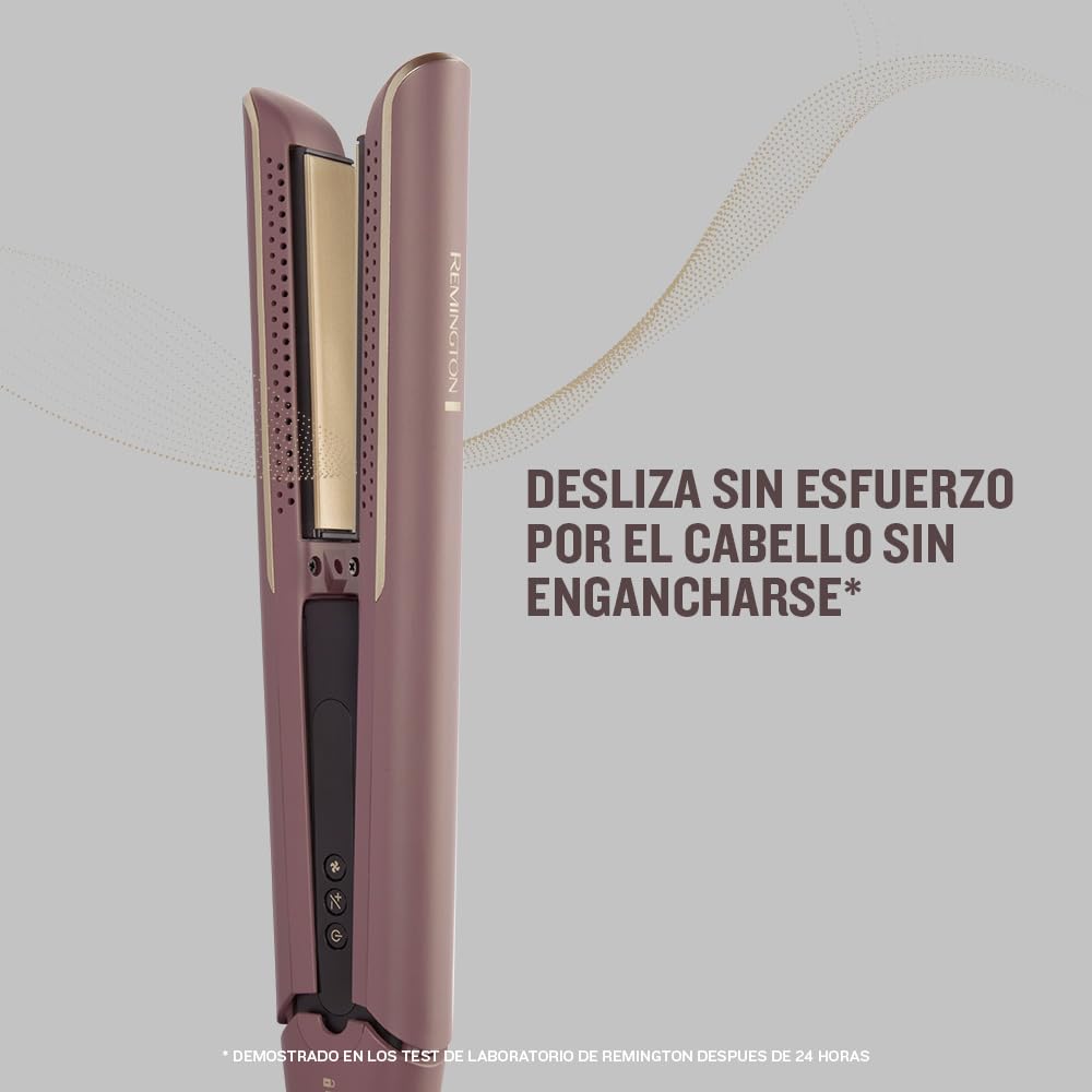 Remington plancha de pelo AIRvive con Aire Ionizado, tecnología Ionic Air antiencrespamiento, revestimiento cerámico ultrasuave con microacondicionadores (placas flotantes, digital, 150-230 °C) S8930