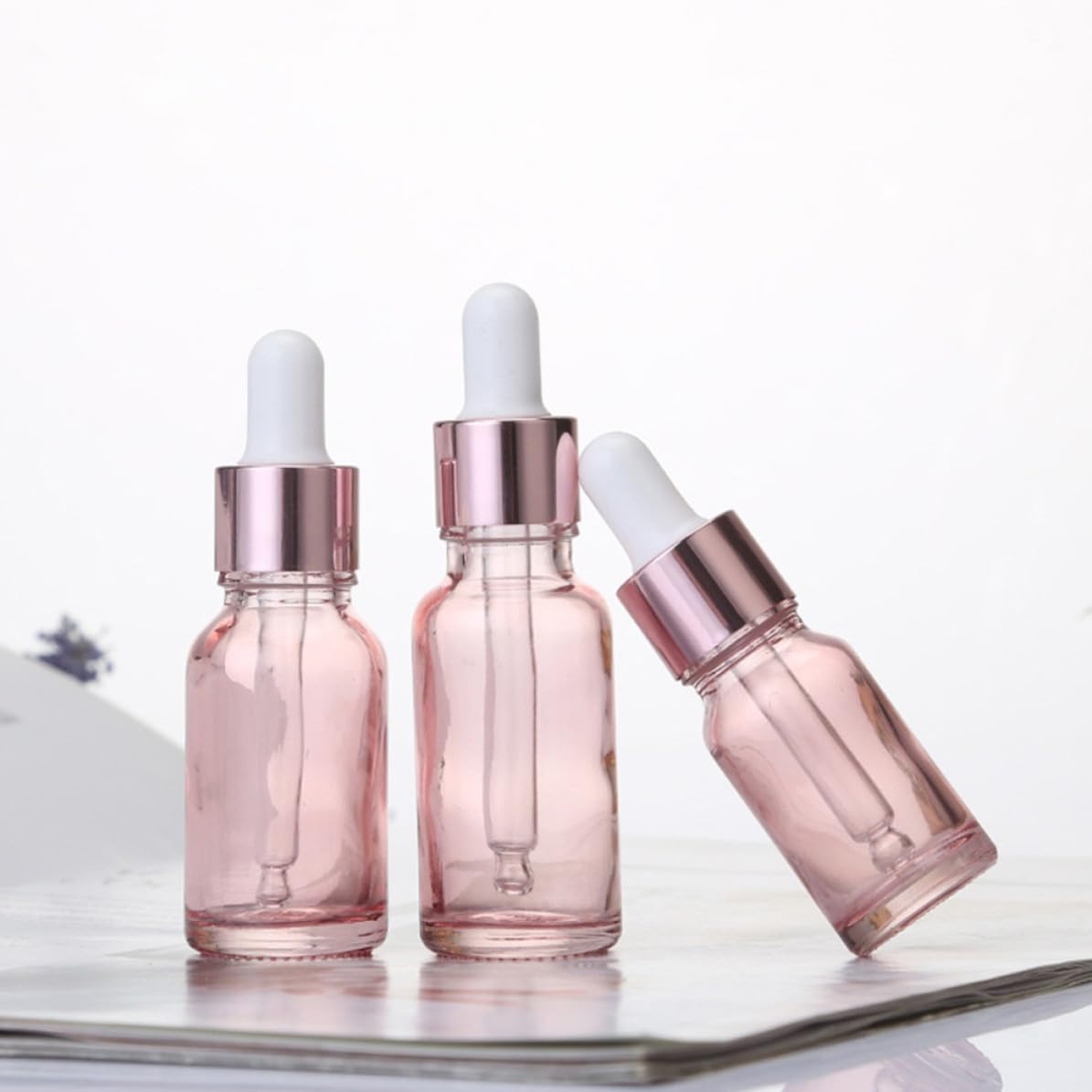 Mikikit Flaconi Contagocce Rosa in Vetro 30 Pezzi 30Ml Lavabili per Oli Essenziali e Cosmetici, per Flaconi da Viaggio e Miscele Artigianali