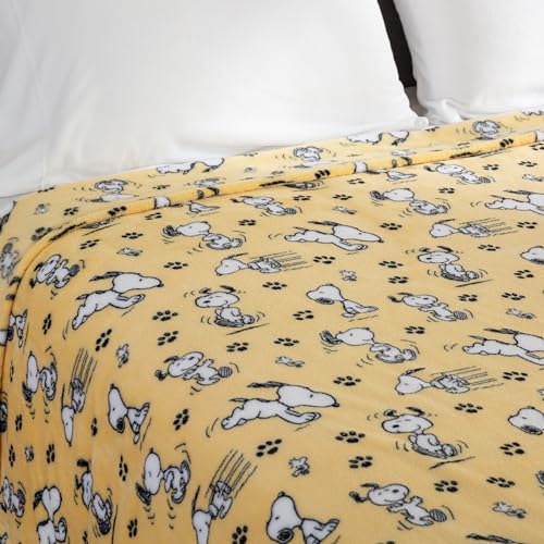 Image of Berkshire Blanket Peanuts VelvetLoft Cute Character Snoopy Plush Blanket,Peanuts Poses and Paws Sundress,Twin 60 in x 90 in (Official Peanuts Product)