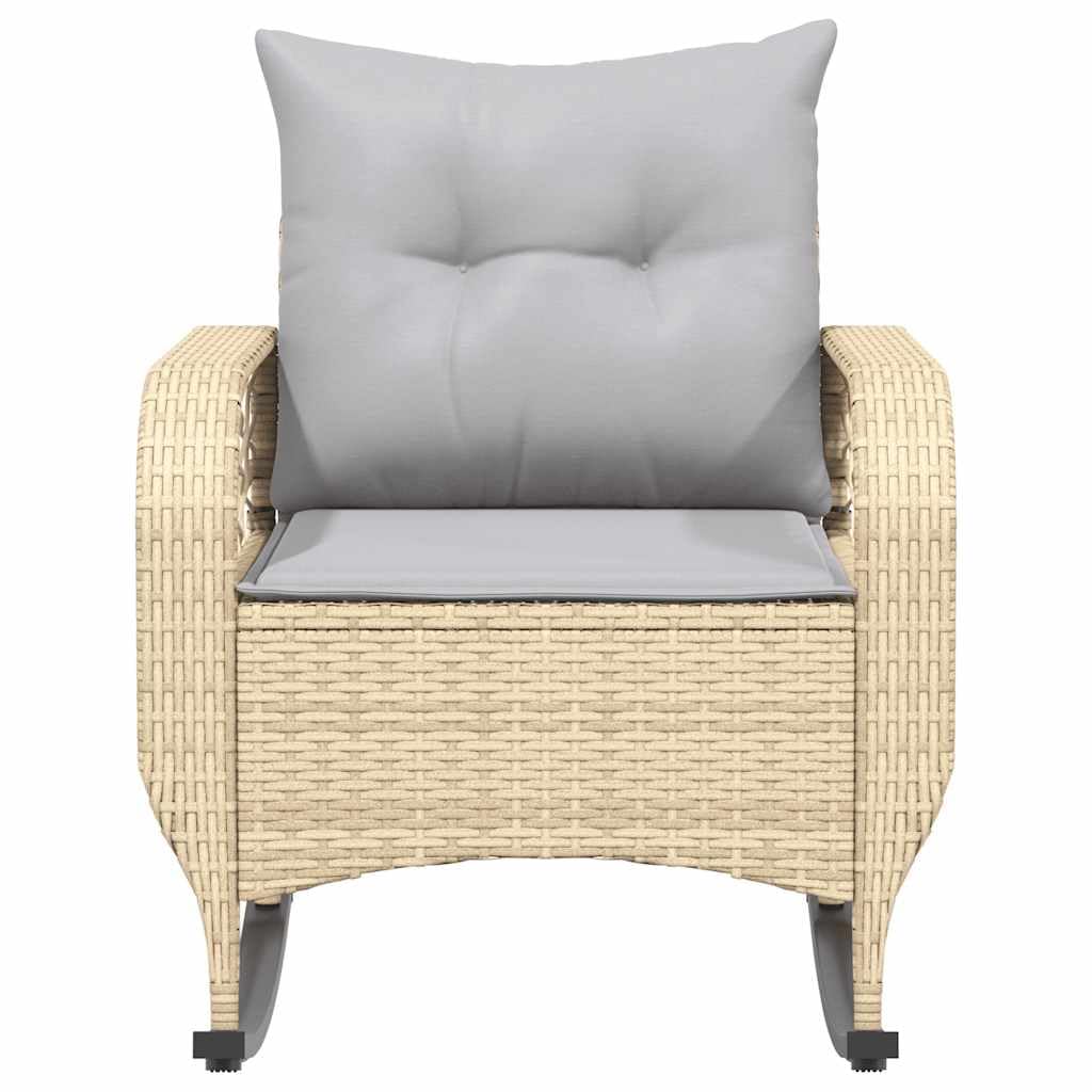 Genérico Silla Mecedora de jardín con Cojines ratán sintético Beige,Mobiliario,Muebles de jardín,Asientos de Exterior,Sillas de jardín,Beige,4104196