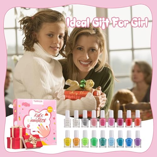 Tomicca Kinder Nagellack Set mit 18 Farben, ungiftig und geruchlos