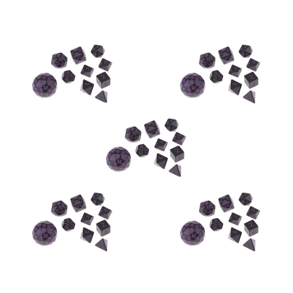 Set di 5 dadi poliedrici acrilici da tavolo, 10 pezzi, accessori per giochi da tavolo, colore: viola