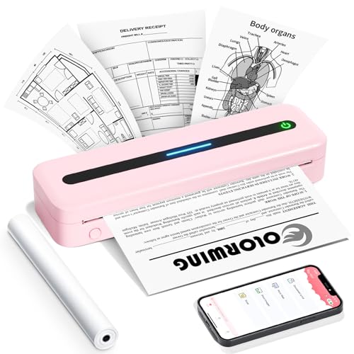 Impresora Portátil - Impresora Térmica M832, 300 DPI Impresora Bluetooth Pequeña y Compacta para iPhone y Android, Impresora Sin Tinta, Compatible con Impresión de Varios Tamaños
