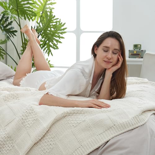Amélie Home Checkered Throw Blanket Soft Cozy Knit Throw Blanket Farmhouse Decorative Chenille Throw Blanket For Couch Bed Sofa Living Room thumb #3