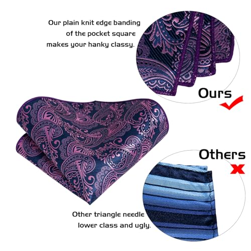 Image of 5PCS Mens Premium Silk Tie, Pocket Square, Cufflinks, Drilled Tie Ring and Lapel Pin Set for Wedding Groom Party