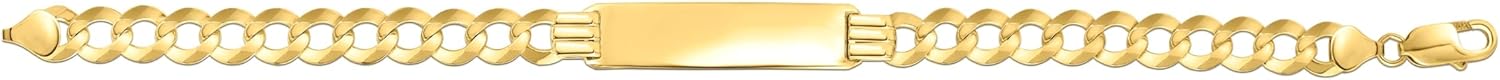 Floreo 14k Yellow Gold 8.3mm Solid Curb Chain ID Personalized Engraved Name Bar Custom Bracelet 8.5 Inch - Image 5