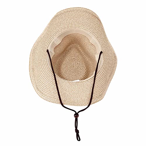 Image of Straw Cowgirl Hat for Women Cowboy Hats for Men Wide Brim Sun Hat Shapeable Western Hat Beach Hat
