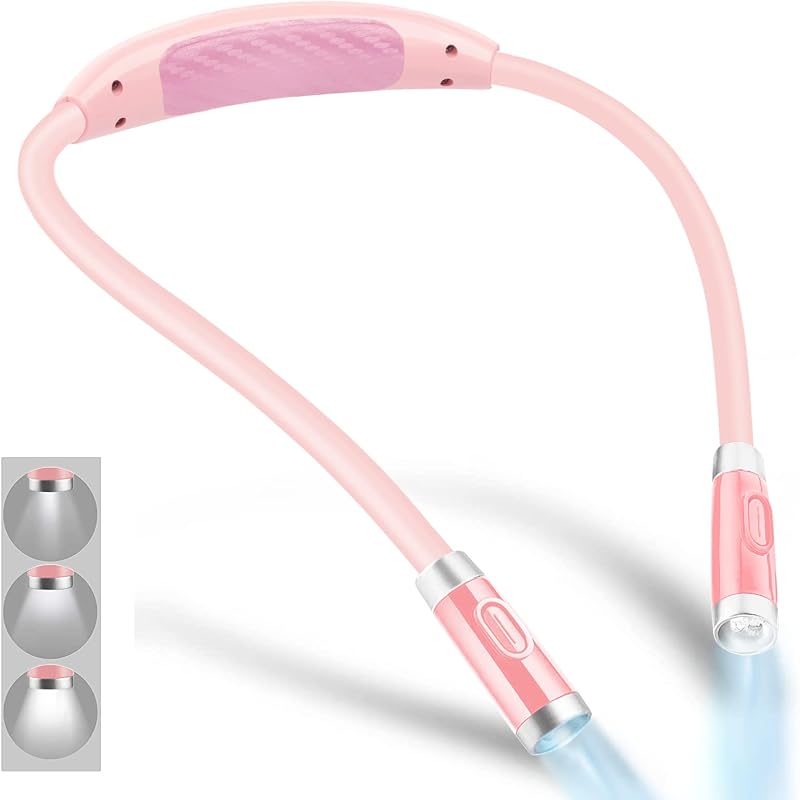 Vekkia Luz LED recargable para libros de cuello para leer en la cama | 3 niveles de brillo/brazos flexibles de silicona suave uso cómodo/larga duración, ideal para lectores, manualidades y tejido
