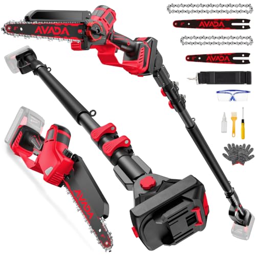 2-IN-1 Cordless 8-Inch Pole Saw & Chainsaw for Mil-waukee M-18 Battery - 1200W Brushless Motor Total Reach of Max 15.9 FT Lightweight 8&6Electric Pole Saws for Tree Trimming Pruning (Tool Only)