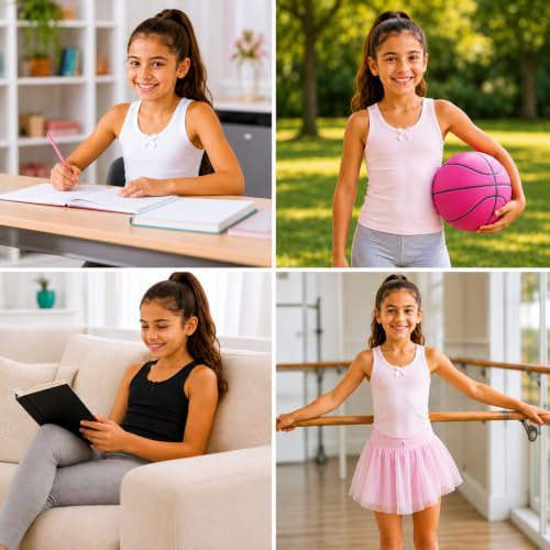 Image of Rene Rofe Girls Tank Tops - 6 Pack 100% Cotton Scoop Neck Todddler Undershirts Classic Sleeveless Tank Tops for Girls (2T-14)