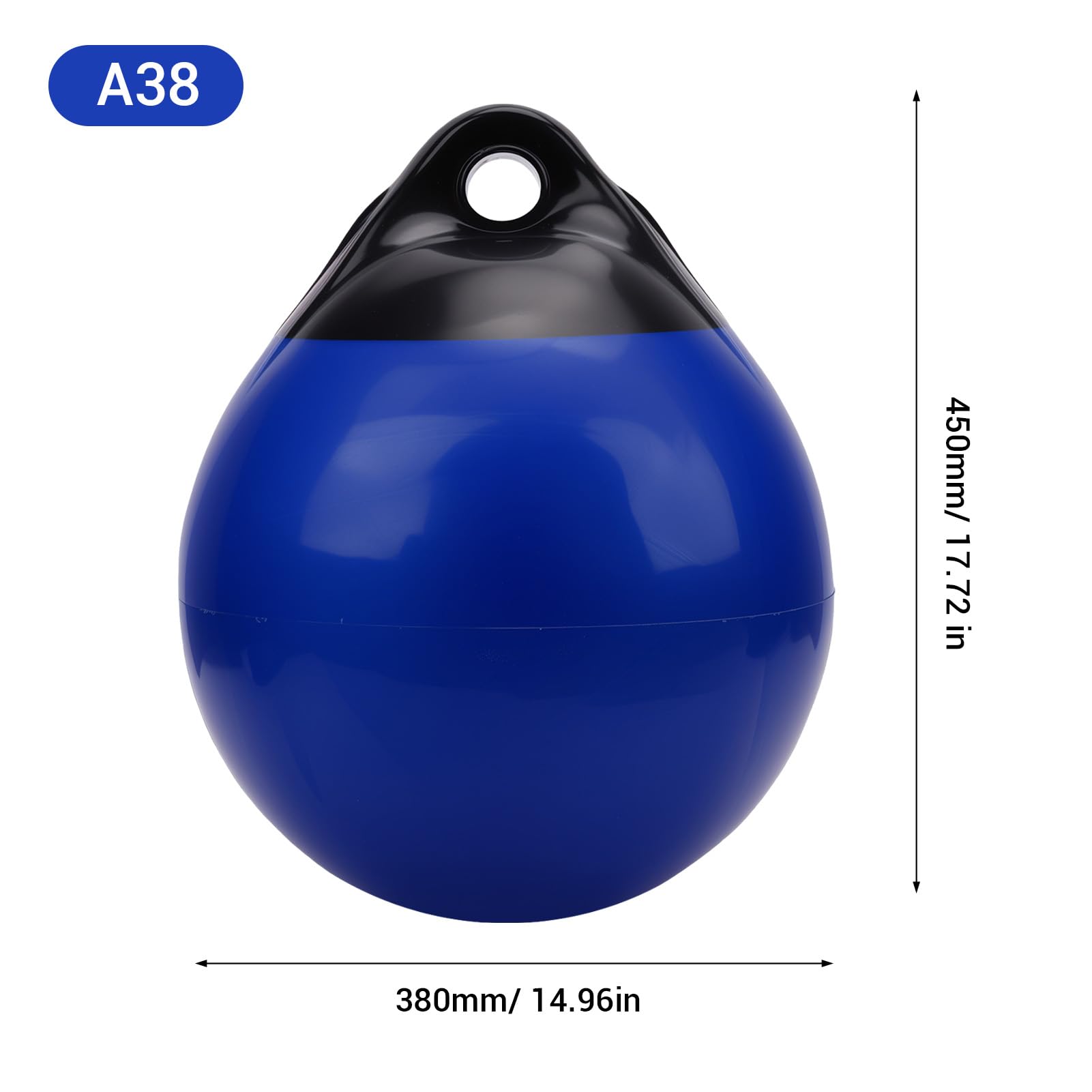 Boat Buoy Float, Inflatable PVC Mooring Buoy and Boat Bumper, Round Floating Ball for Yacht and Boat Docking in Black and Blue