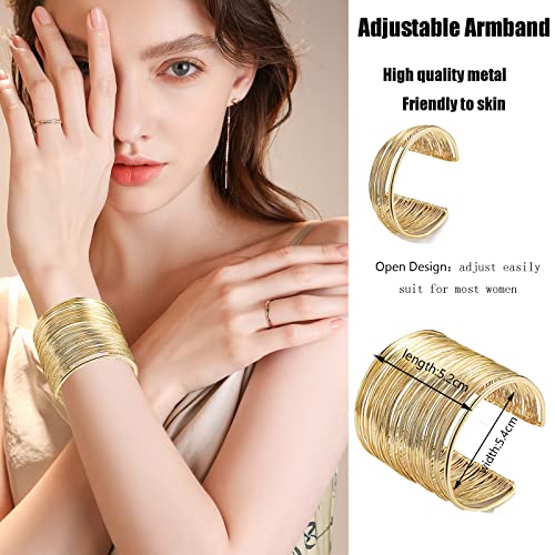 CASDAN 1PCS Cuff Bangle Bracelet for Women Open Wide Wire Bracelets Gold Wrist Cuff Wrap Bracelet3