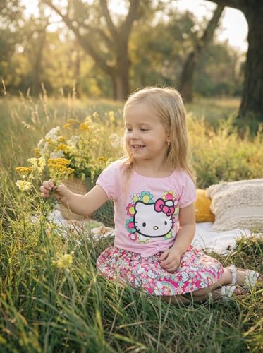 Image of Hello Kitty Girls' 2-Piece T-Shirt and Skirt Set Toddler to Big Kid