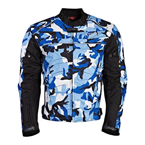 Motorbike Armoured Jacket Motorcycle Waterproof Coat All Weather CE Approved Camo Blue (XXXXXXL) Cover