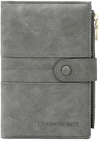BOZKOA Multiple Leather Rfid Blocking Passport Holder Women Men With Zipper Pocket, Passport Wallet For Travel Hold 2 Passports,family Passport Holder&Passport Cover Button Closure (grey)