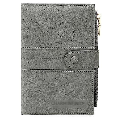 Bozkoa Multiple Leather Rfid Blocking Passport Holder Women Men With Zipper Pocket, Passport Wallet For Travel Hold 2 Passports,Family Passport Holder&Passport Cover Button Closure (Grey) #TOP20