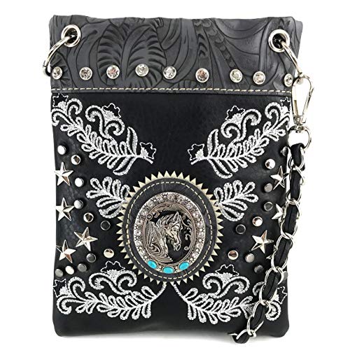 Zelris Western Horse Portrait Star Floral Women Crossbody Small Crossbody Purse