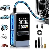 Tire Inflator Portable Air Compressor, 150PSI Cordless Air Pump for Car Tires, Electric Bike Tire Pump with Digital Pressure Gauge and LED Light, Portable Tire Inflator for Car, Moto, Bicycle