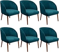 Vista 32 de Juego de 6 fundas para sillas de comedor de terciopelo elástico, con respaldo curvo moderno, protector para sillón decorativo para sala de estar