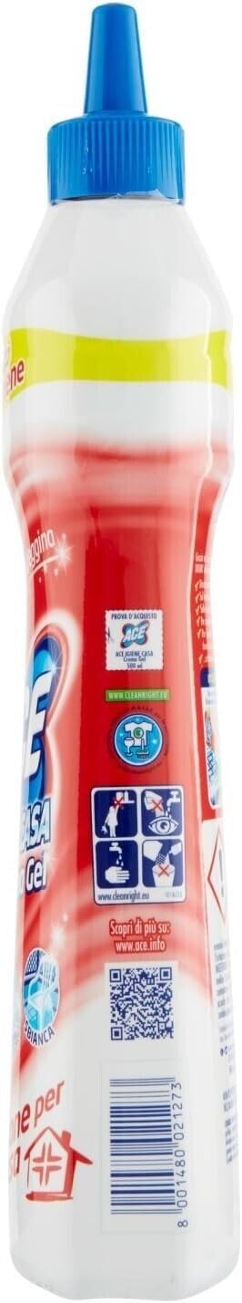 15x ACE Igiene Casa Crema Gel con Candeggina,Detergente per Casa, 500ml + 1x Gingerino Recoaro Aperitivo Italiano 10cl IN OMAGGIO