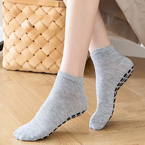floatofly 1 Paar Yoga-Socken, Anti-Slip-sportliche Socke Feste Farbe Atmungsaktives Polyester-Sportsock mit Griff Grau Einheitsgröße Cover